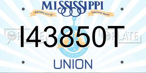 I43850T Mississippi License Plate
