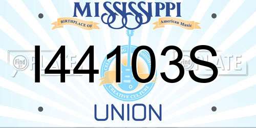 I44103S Mississippi License Plate