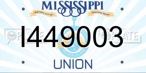 I449003 Mississippi License Plate