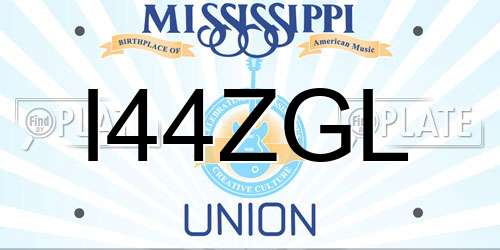 I44ZGL Mississippi License Plate
