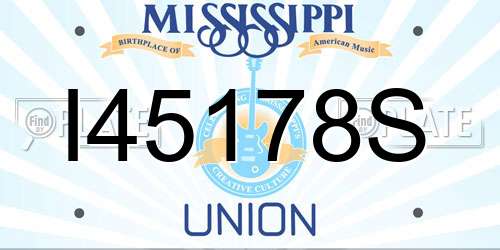 I45178S Mississippi License Plate