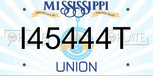 I45444T Mississippi License Plate