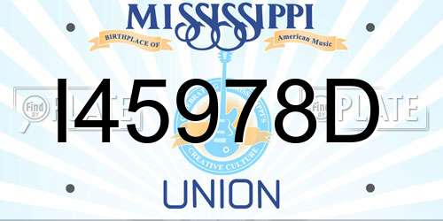I45978D Mississippi License Plate