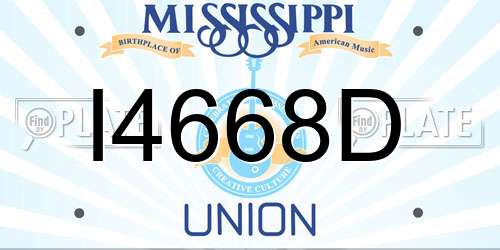 I4668D Mississippi License Plate