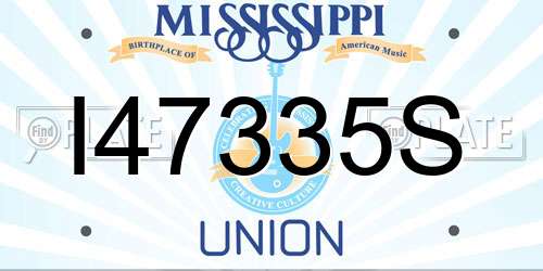 I47335S Mississippi License Plate