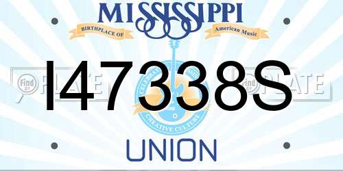 I47338S Mississippi License Plate