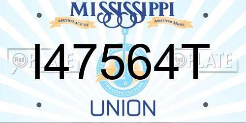 I47564T Mississippi License Plate