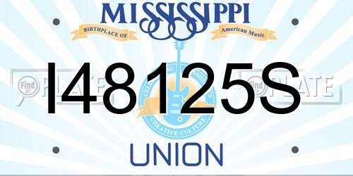 I48125S Mississippi License Plate