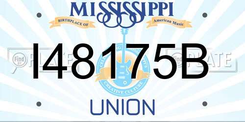 I48175B Mississippi License Plate
