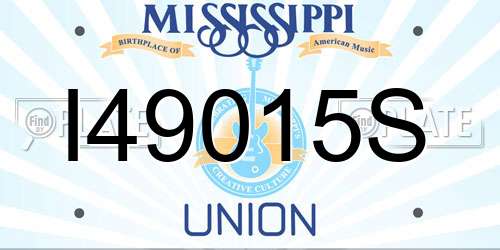 I49015S Mississippi License Plate