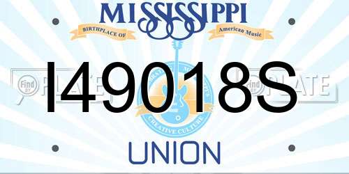 I49018S Mississippi License Plate