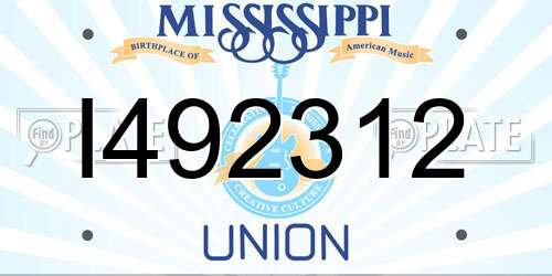 I492312 Mississippi License Plate