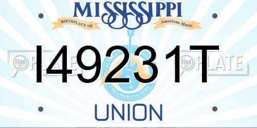 I49231T Mississippi License Plate