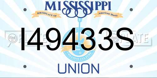 I49433S Mississippi License Plate