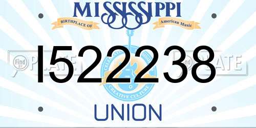 I522238 Mississippi License Plate