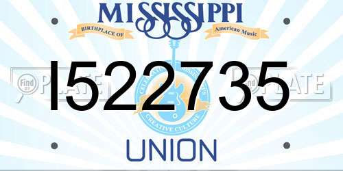 I522735 Mississippi License Plate