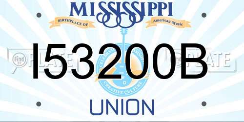 I53200B Mississippi License Plate