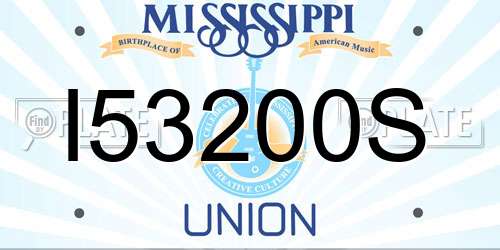 I53200S Mississippi License Plate