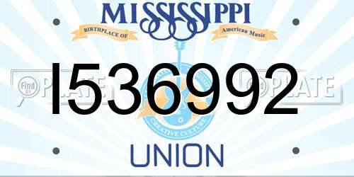 I536992 Mississippi License Plate