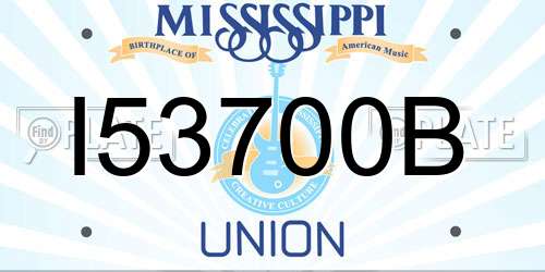 I53700B Mississippi License Plate