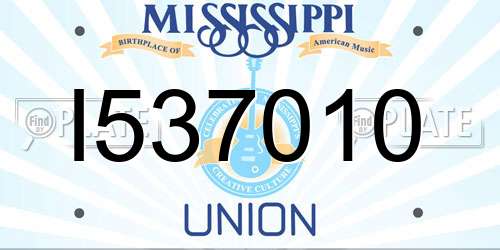 I537010 Mississippi License Plate