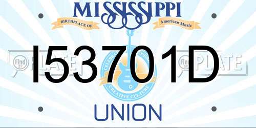 I53701D Mississippi License Plate
