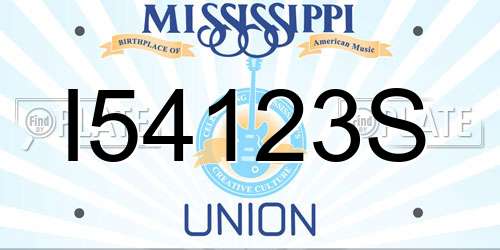 I54123S Mississippi License Plate