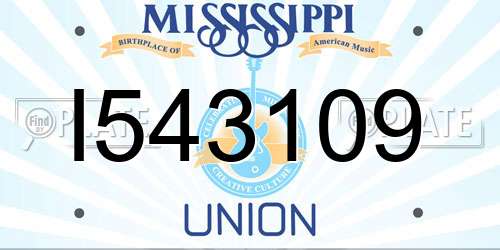 I543109 Mississippi License Plate