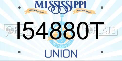 I54880T Mississippi License Plate