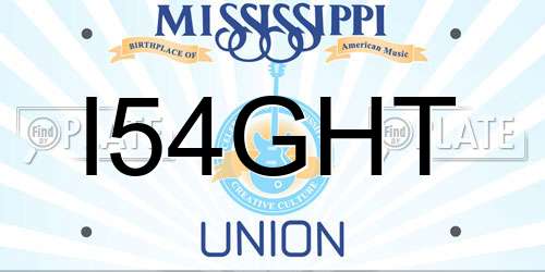 I54GHT Mississippi License Plate