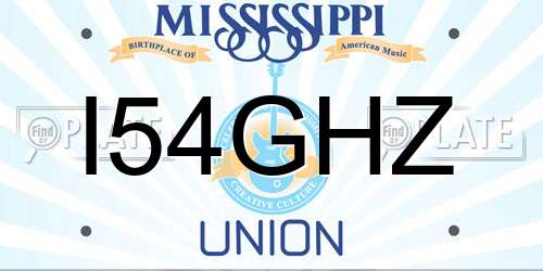 I54GHZ Mississippi License Plate