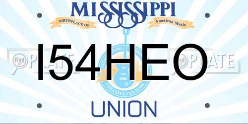 I54HEO Mississippi License Plate