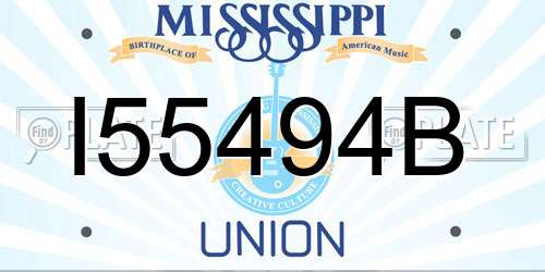 I55494B Mississippi License Plate