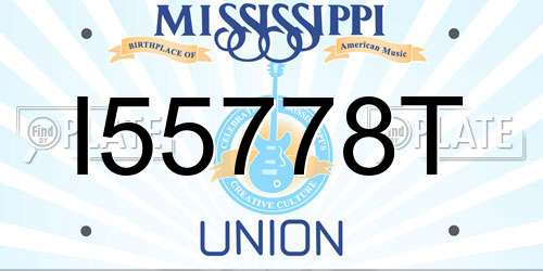 I55778T Mississippi License Plate
