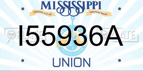 I55936A Mississippi License Plate