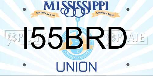 I55BRD Mississippi License Plate