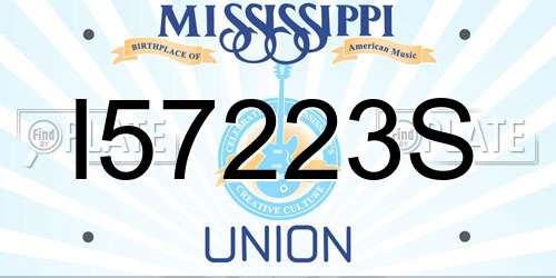 I57223S Mississippi License Plate