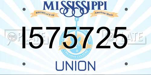 I575725 Mississippi License Plate