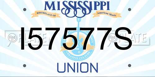 I57577S Mississippi License Plate