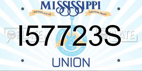 I57723S Mississippi License Plate