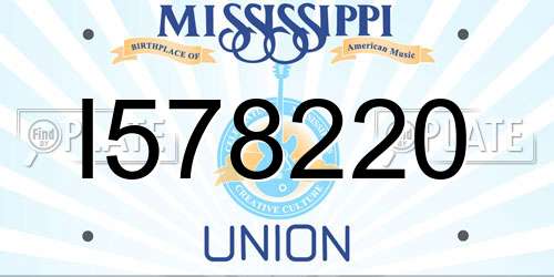 I578220 Mississippi License Plate