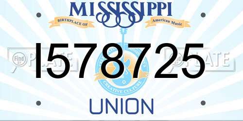 I578725 Mississippi License Plate