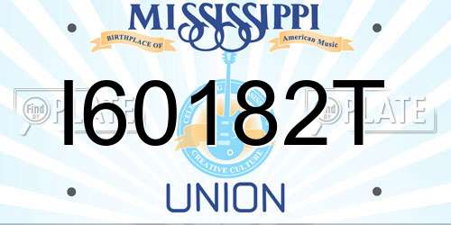 I60182T Mississippi License Plate