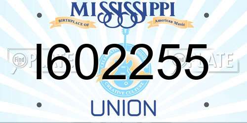 I602255 Mississippi License Plate
