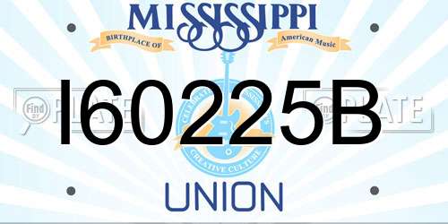 I60225B Mississippi License Plate