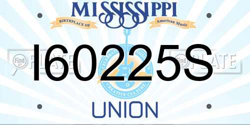 I60225S Mississippi License Plate