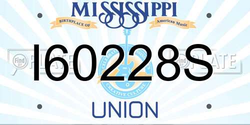 I60228S Mississippi License Plate