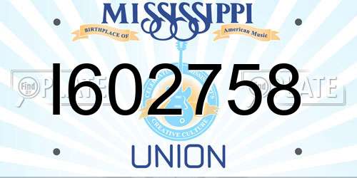 I602758 Mississippi License Plate