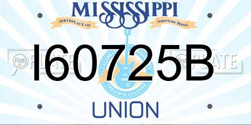 I60725B Mississippi License Plate