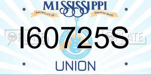 I60725S Mississippi License Plate